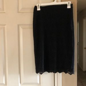 Black lace midi skirt